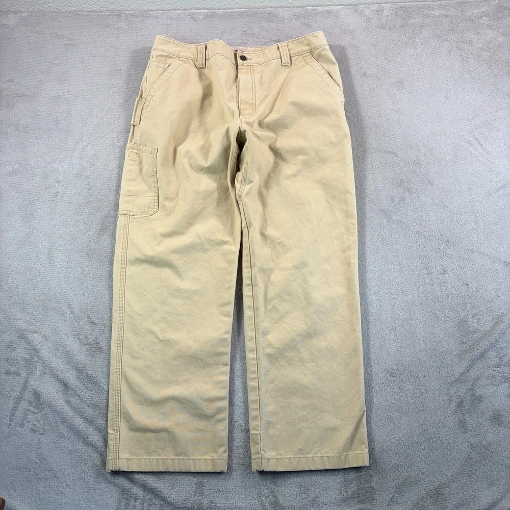 LL Bean Katahdin Iron Works Canvas Nor'‎ Eastern Cotton Carpenter Tan Pant 36x30